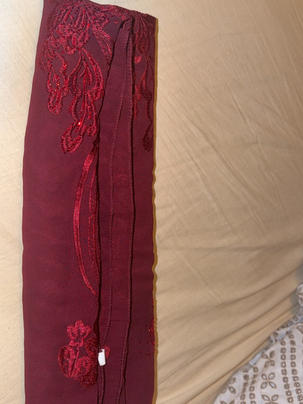 Burgundy Embroidered hijab scarf